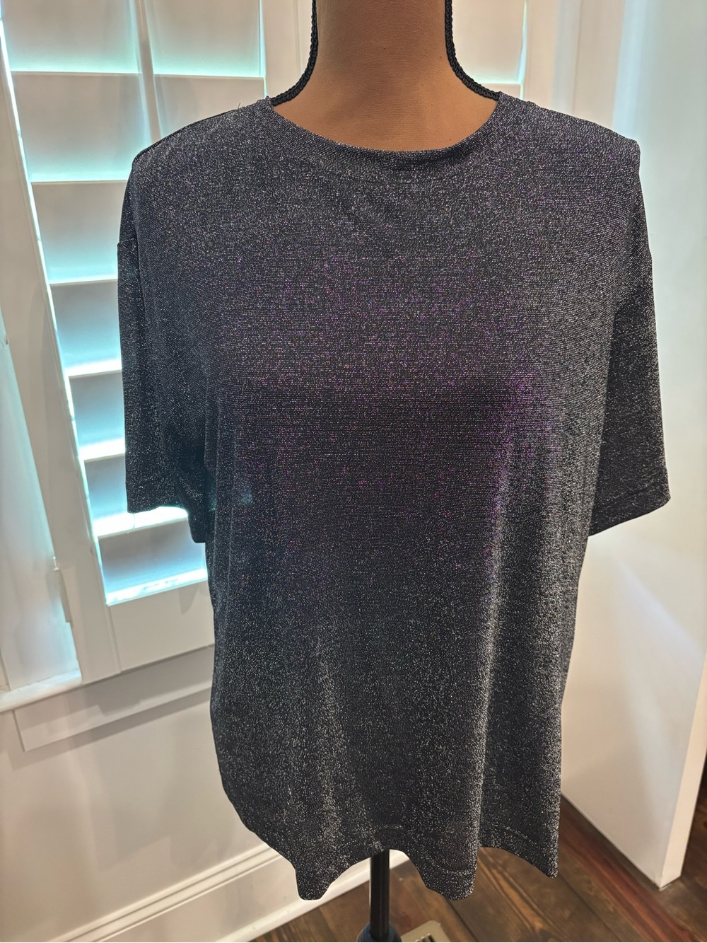 Black with silver glitter tee